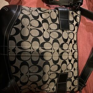 Coach Black and Grey Patterned Shoulder Bag